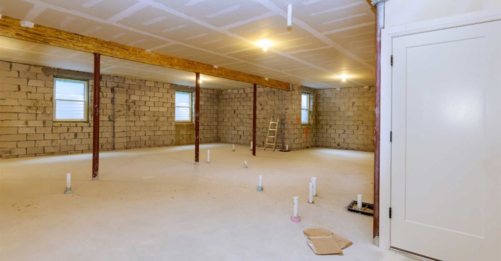 Refinished basement after damaged