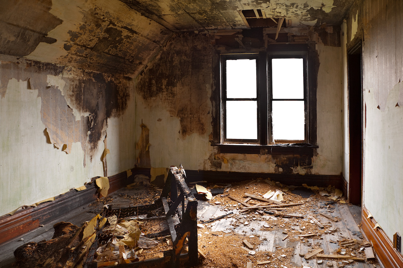 Bedroom damaged by fire