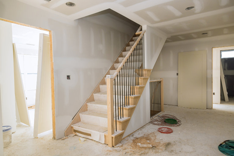 Construction after damaged home