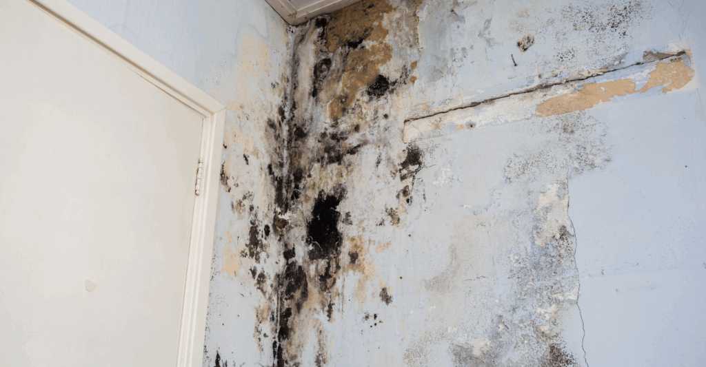 Mold on wall and ceiling.